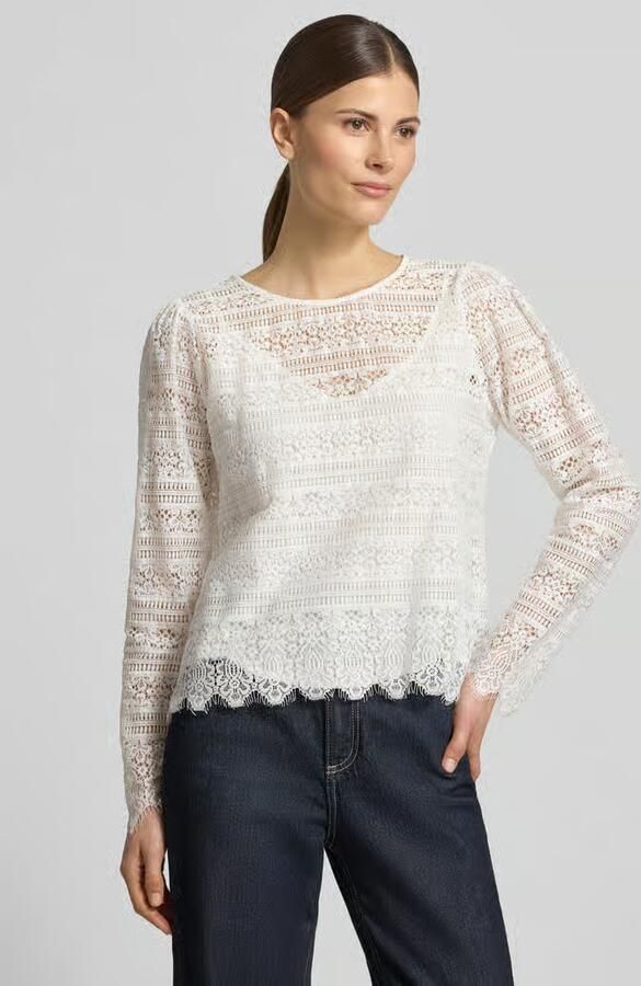 Comma Blouseshirt van kant met ronde hals - Foto 2