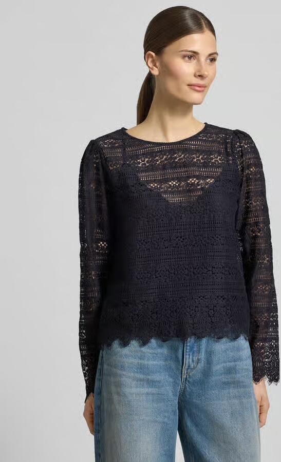 Comma Blouseshirt van kant met ronde hals - Foto 2