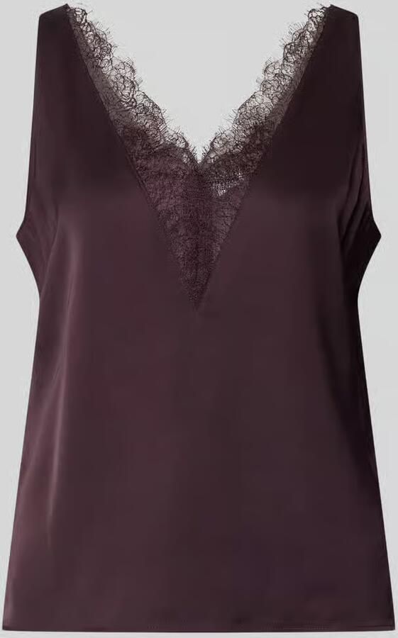 Comma Blousetop met v-hals en met kant