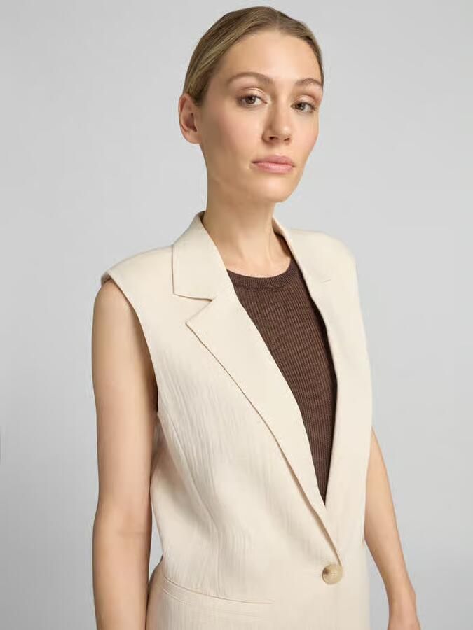 Comma Lange blazer van viscosemix met reverskraag