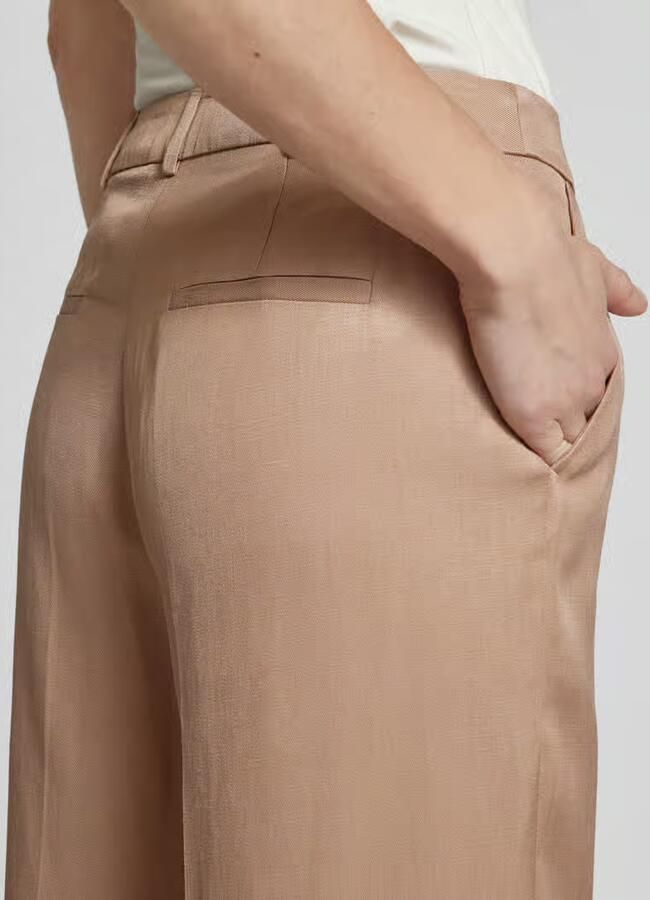 Comma Broek van een mix van viscose en linnen met wijde pijpen