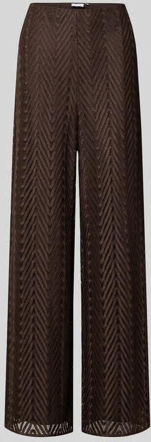 Comma wide leg high waist casual broek donkerbruin - Foto 5