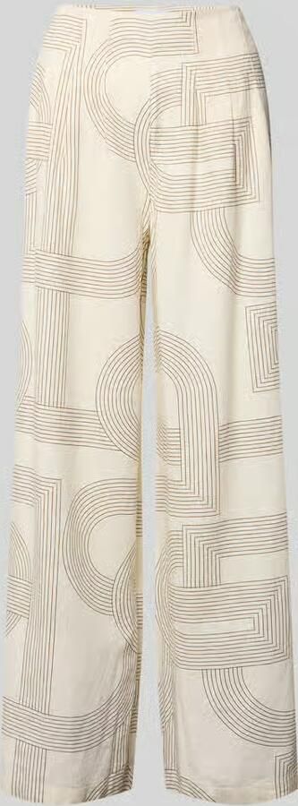 Comma wide leg regular waist palazzo broek met linnen ecru - Foto 6