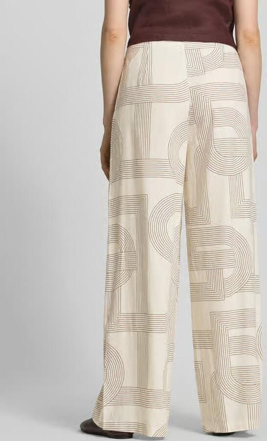 Comma wide leg regular waist palazzo broek met linnen ecru - Foto 7