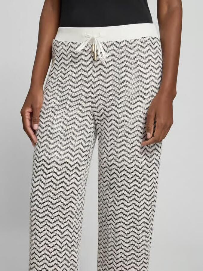 Comma Comfortbroek in all-over look met tunnelkoord