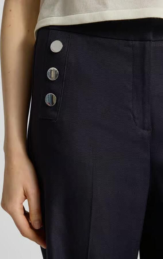 Comma Fijn gestructureerde broek met knopen