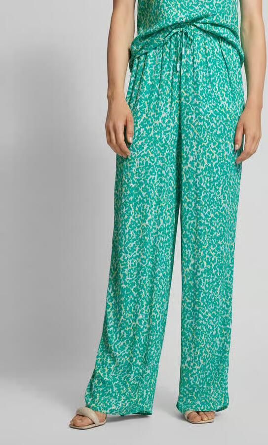 Comma casual identity high waist relaxed broek met all over print groen blauw - Foto 2
