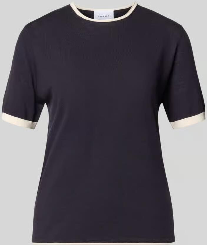 Comma T-shirt marineblauw fijn gebreid - Foto 5