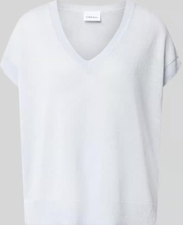 Comma Gebreid shirt van linnenmix met V-hals - Foto 2