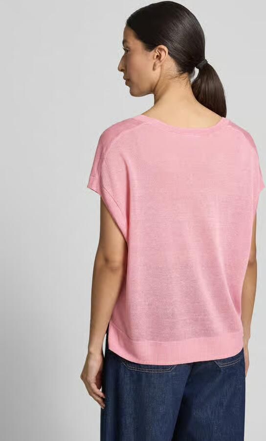 Comma Gebreid shirt van linnenmix met V-hals - Foto 5