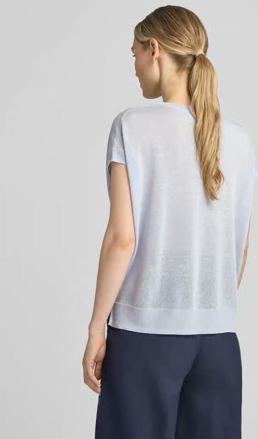 Comma Gebreid shirt van linnenmix met V-hals - Foto 2