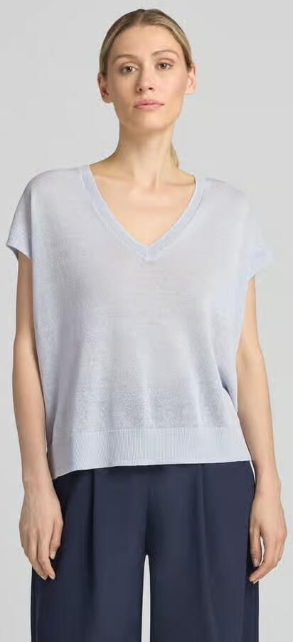 Comma Gebreid shirt van linnenmix met V-hals - Foto 3