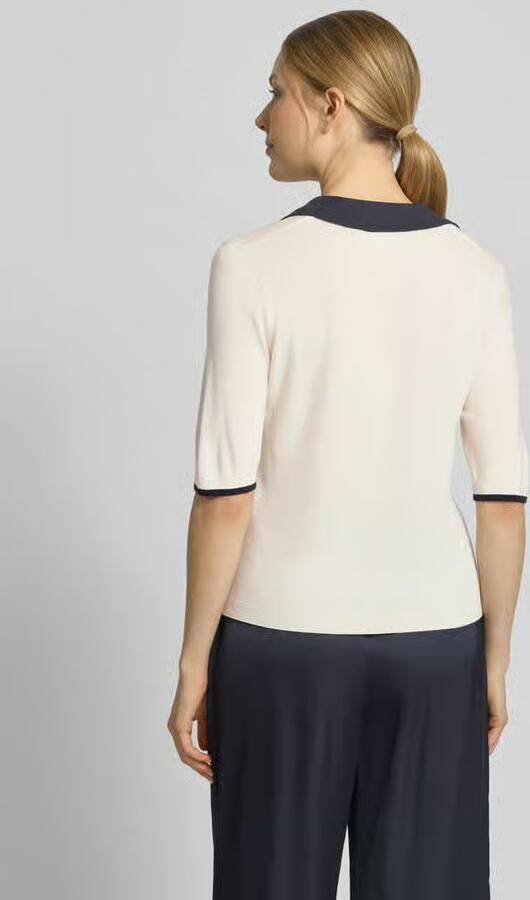 Comma Gebreid shirt van viscosemix met polokraag en V-hals