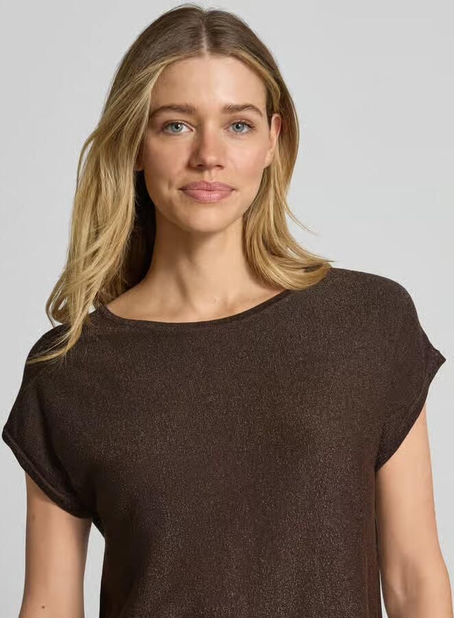 Comma Gebreid shirt van viscosemix met ronde hals