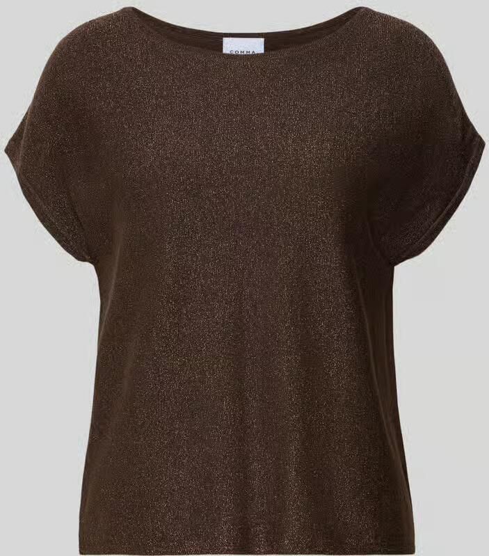 Comma Gebreid shirt van viscosemix met ronde hals - Foto 2
