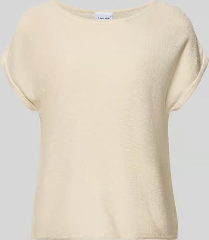 Comma Gebreid shirt van viscosemix met ronde hals - Foto 2