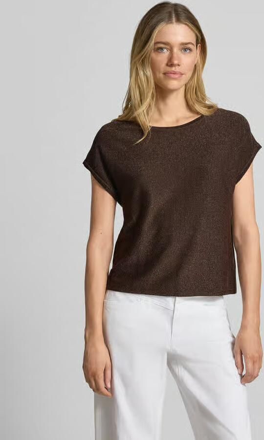 Comma Gebreid shirt van viscosemix met ronde hals - Foto 2