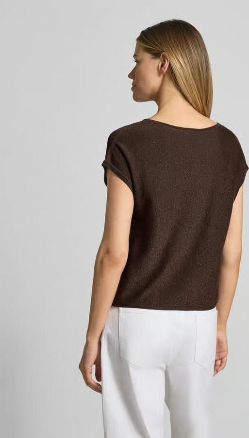 Comma Gebreid shirt van viscosemix met ronde hals - Foto 3