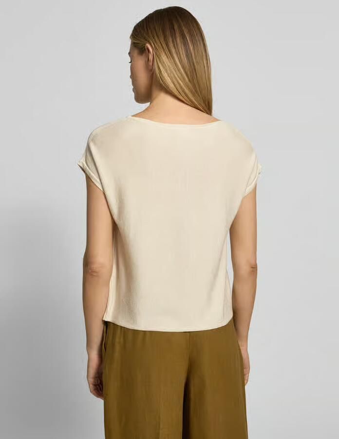 Comma Gebreid shirt van viscosemix met ronde hals