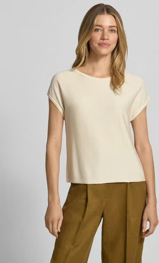 Comma Gebreid shirt van viscosemix met ronde hals - Foto 4