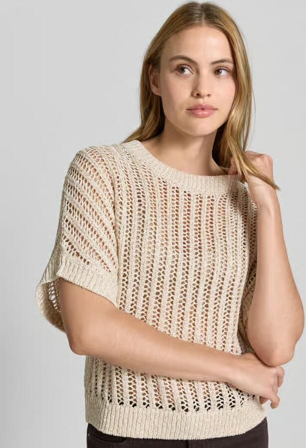 Comma Gebreide pullover met 1 2-mouwen en ronde hals