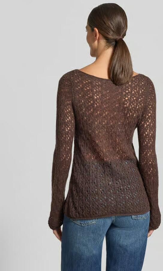 Comma Gebreide pullover met semi-transparante look en ronde hals - Foto 2