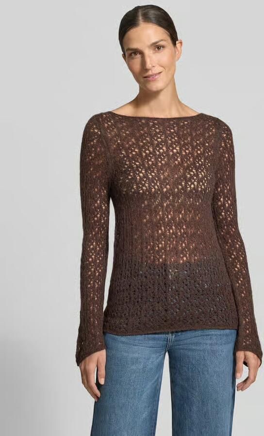 Comma Gebreide pullover met semi-transparante look en ronde hals - Foto 3