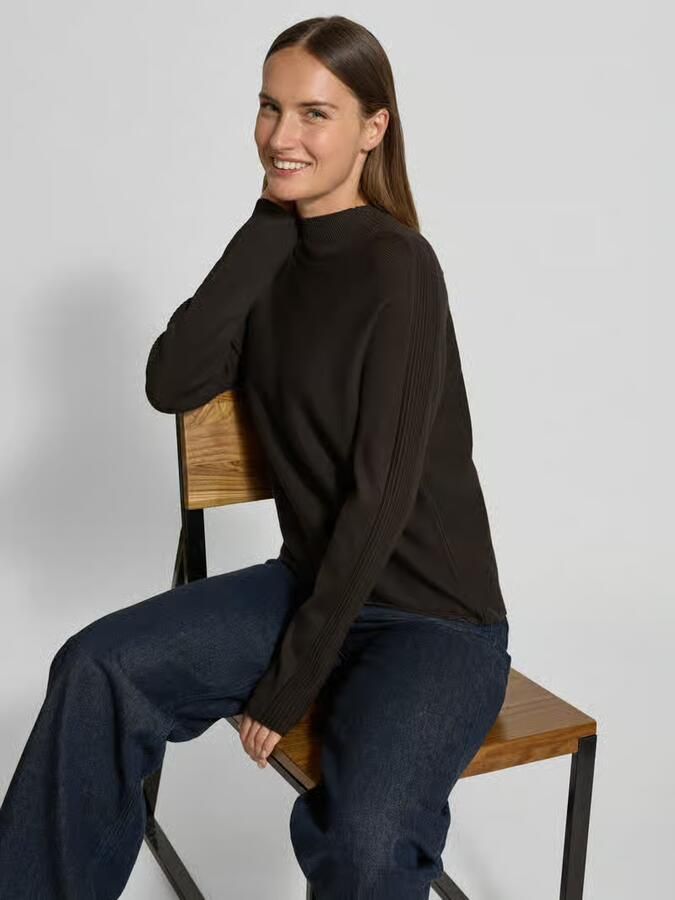 Comma Gebreide pullover van viscosemix met opstaande kraag - Foto 2