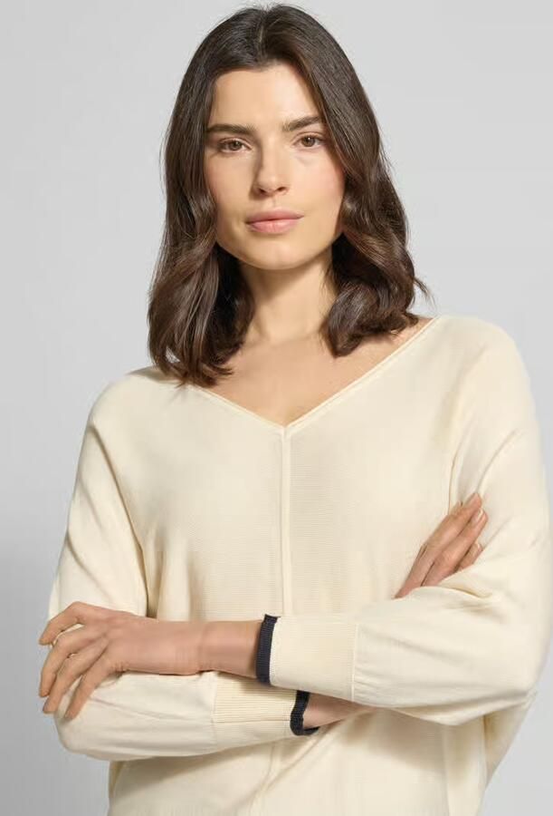Comma Gebreide pullover van viscosemix met V-hals - Foto 2