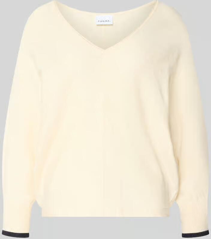 Comma Gebreide pullover van viscosemix met V-hals