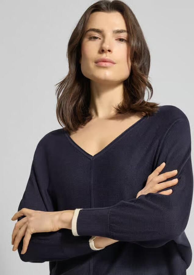 Comma Gebreide pullover van viscosemix met V-hals - Foto 2