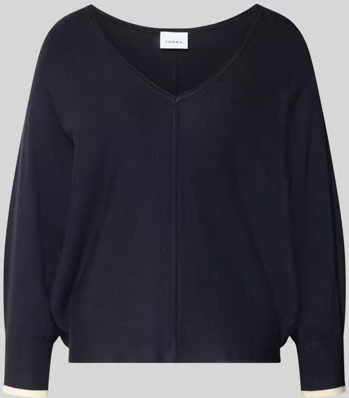 Comma Gebreide pullover van viscosemix met V-hals