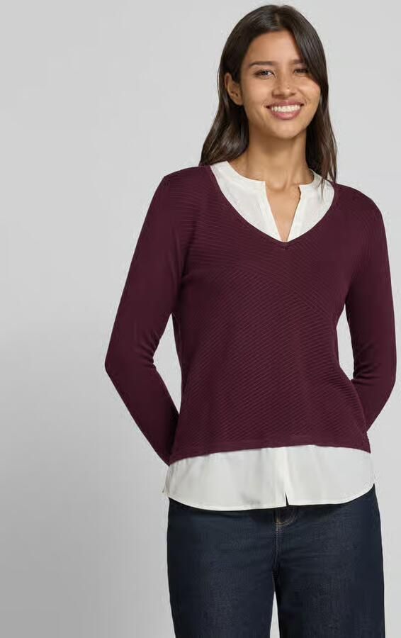 Comma Gebreide pullover van viscosemix met V-hals - Foto 2