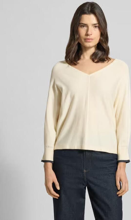 Comma Gebreide pullover van viscosemix met V-hals - Foto 7