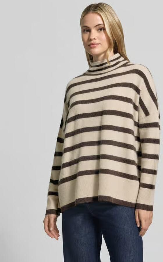 Comma Gebreide pullover van wol met opstaande kraag - Foto 4