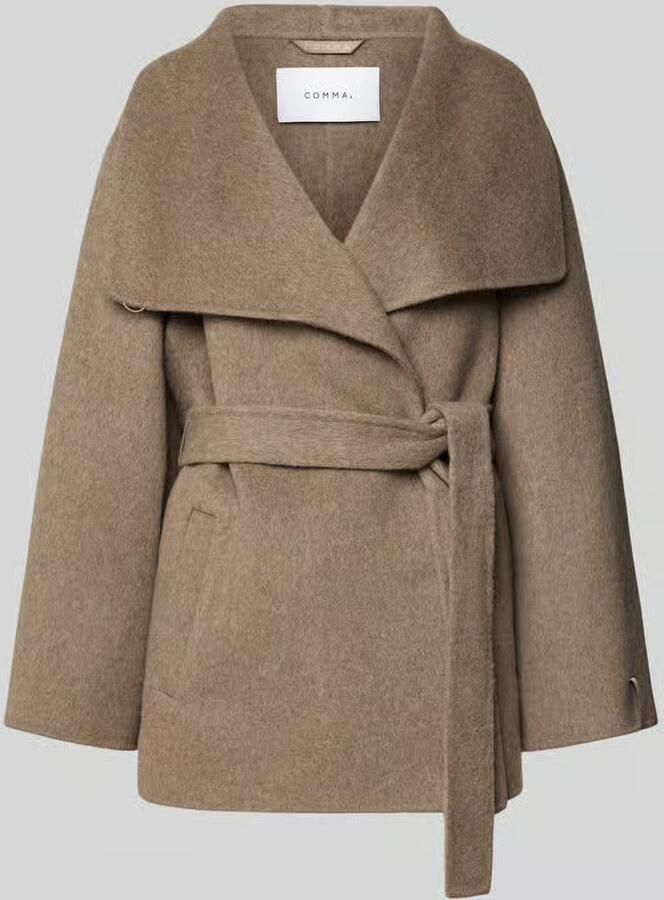 Comma Korte blazer van wolmix met strikceintuur