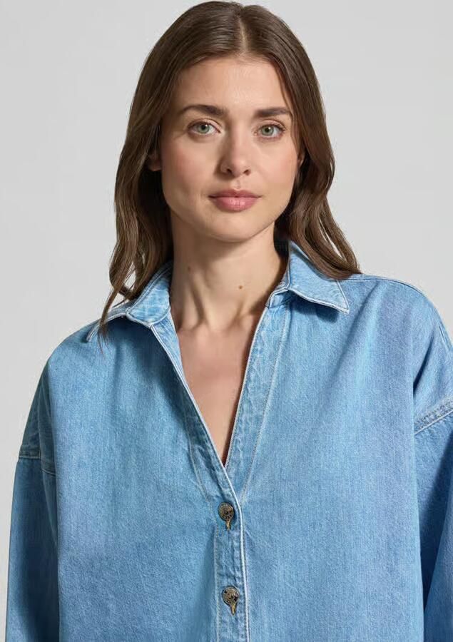 Comma Jeansblouse met verlaagde schouders