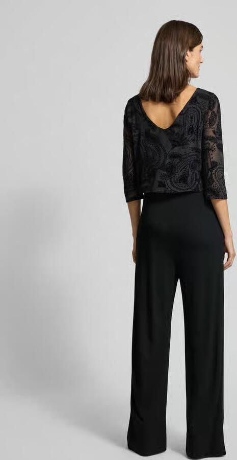 Comma jumpsuit met paisley print zwart straight - Foto 3