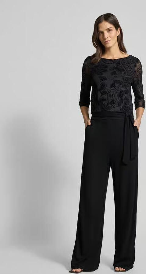 Comma jumpsuit met paisley print zwart straight - Foto 4