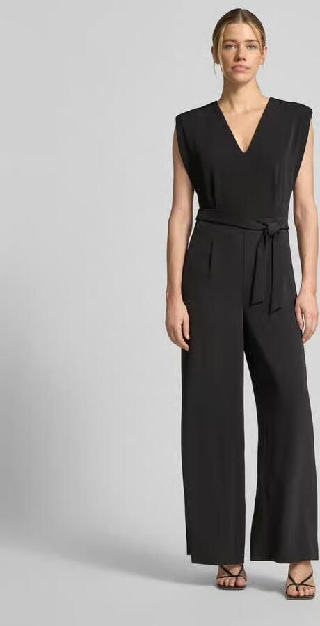 Comma Jumpsuit met V-hals en strikceintuur - Foto 5