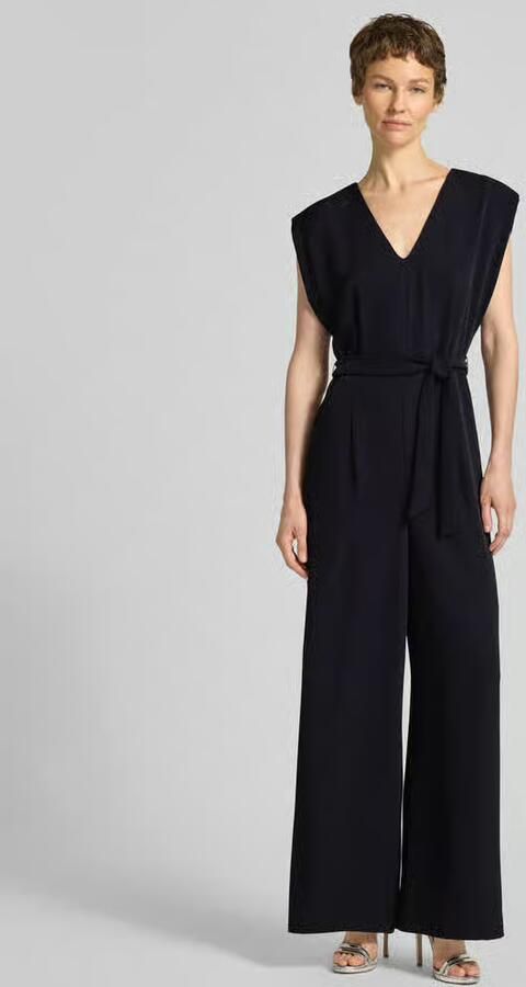 Comma Jumpsuit met V-hals en strikceintuur - Foto 3
