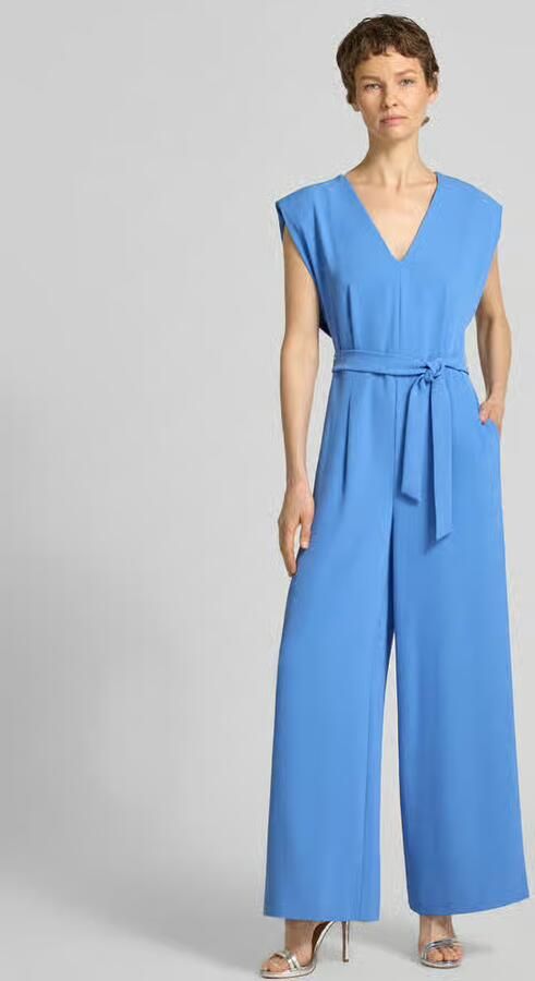 Comma Jumpsuit met V-hals en strikceintuur - Foto 2