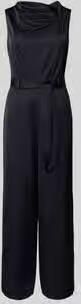 Comma Jumpsuit van satijn in mouwloos design