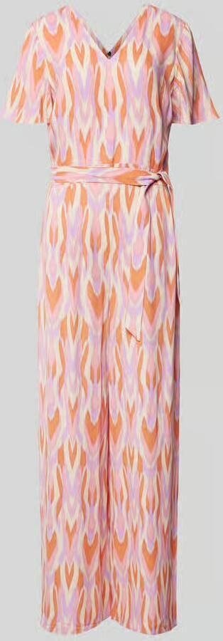 Comma Jumpsuit van viscose met all-over motief en strikceintuur - Foto 2