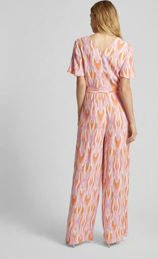 Comma Jumpsuit van viscose met all-over motief en strikceintuur - Foto 2