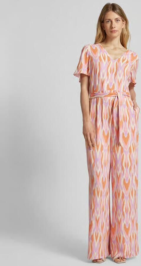 Comma Jumpsuit van viscose met all-over motief en strikceintuur - Foto 3