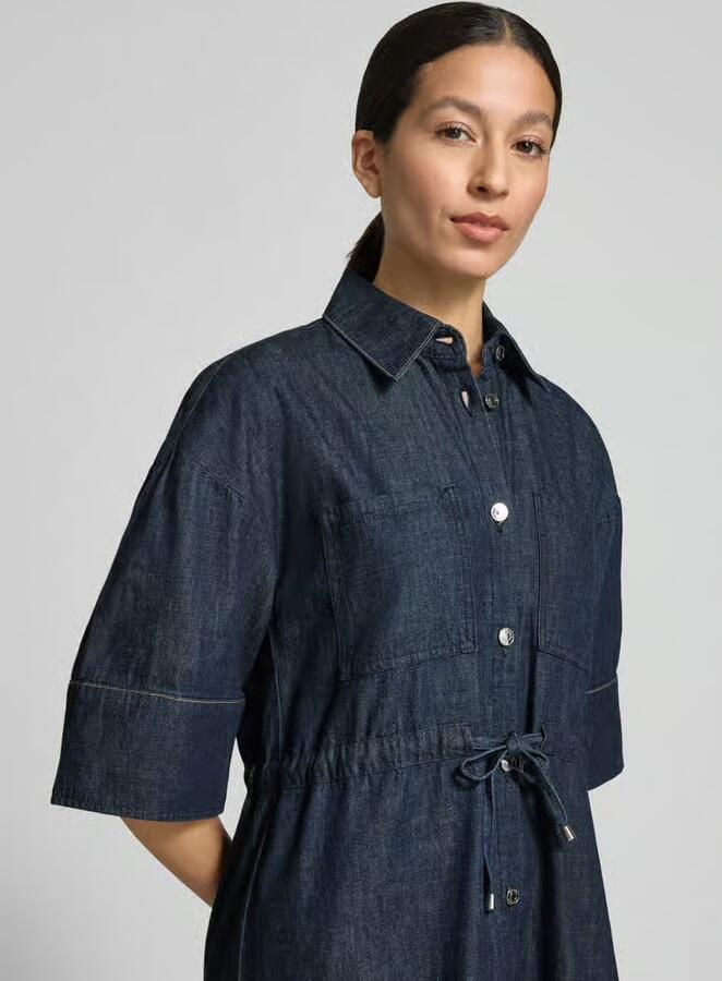 Comma Knie-lange denimjurk met borstzakken
