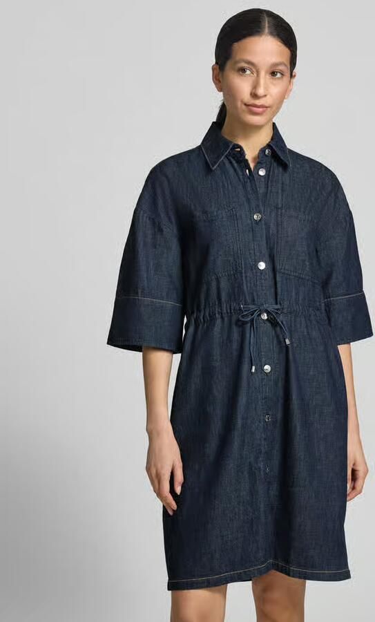 Comma Knie-lange denimjurk met borstzakken - Foto 4