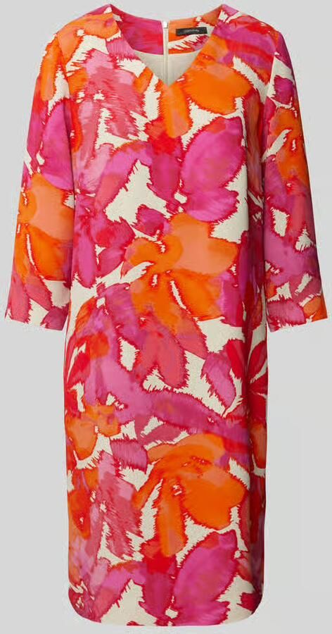Comma jurk met all over print roze oranje ecru - Foto 4