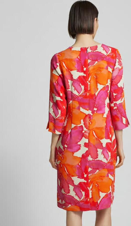 Comma jurk met all over print roze oranje ecru - Foto 3